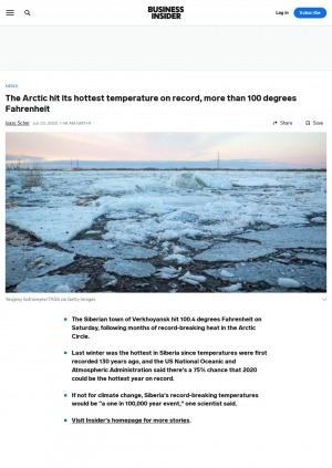 Обложка электронного документа The Arctic hit its hottest temperature on record, more than 100 degrees Fahrenheit