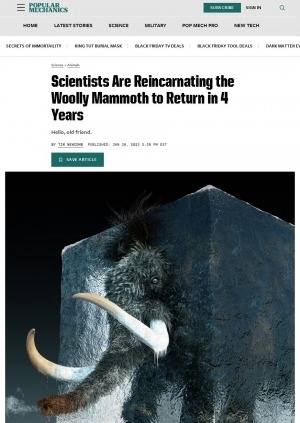 Обложка электронного документа Scientists are reincarnating the woolly mammoth to return in 4 years: [about the experience of biotech company Colossal]