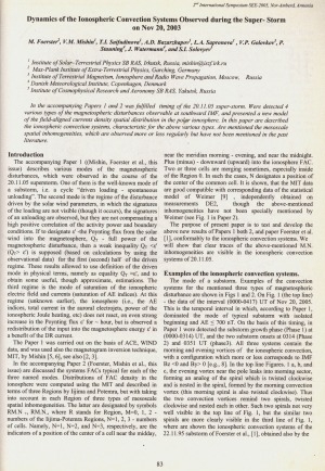 Обложка Электронного документа: Dynamics of the Ionospheric Convection Systems Observed during The Super-Storm on Nov. 20, 2003
