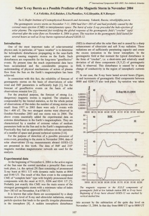 Обложка электронного документа Solar X-ray Bursts as a Possible Predictor of the Magnetic Storm in November 2004