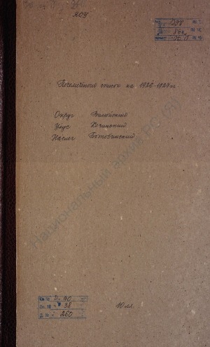 Обложка электронного документа Посемейный список по Ботобинскому наслегу Хочинского улуса Вилюйского округа. 1 октября 1926 г. - 1 октября 1927 г.