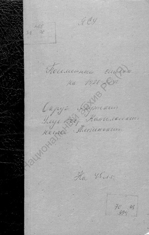 Обложка электронного документа Посемейный список по Амгинскому наслегу Восточно-Кангаласского улуса Якутского округа. 1 октября 1927 г. - 1 октября 1928 г.