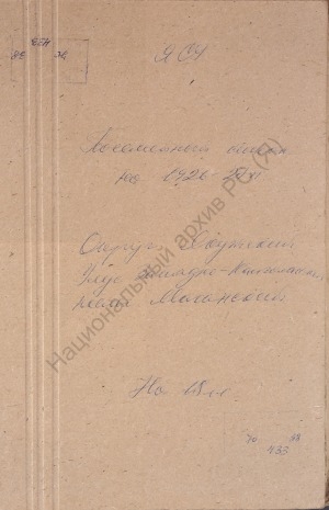 Обложка электронного документа Посемейный список по Маганскому наслегу Западно-Кангаласского улуса Якутского округа. 1 октября 1927 г. - 1 октября 1928 г.