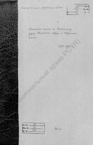 Обложка электронного документа Посемейный список по 1-му Бордонскому наслегу Нюрбинского улуса Вилюйского округа. 1 октября 1927 г. - 1 октября 1928 г.