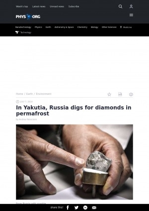 Обложка электронного документа In Yakutia, Russia digs for diamonds in permafrost: [how they work in cold winters, quality of yakut diamonds, ecological damage to the Vilyuy basin. Comments of  the director of Mirny's diamond sorting centre Oleg Popov, worker of this center Irina Senyukova, driver of track Dmitry Averyanov]