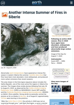 Обложка электронного документа Another Intense Summer of Fires in Siberia: [about fire in taiga and peatlands in Yakutia, which can increase the greenhouse gas problem. Comments of a senior scientist at the Copernicus Atmosphere Monitoring Service (CAMS) Mark Parrington, NASA’s Goddard Institute for Space Studies Dorothy Peteet]
