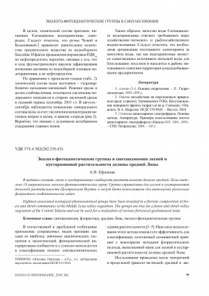 Обложка Электронного документа: Эколого-фитоценотические группы в синтаксономии лесной и кустарниковой растительности долины средней Лены