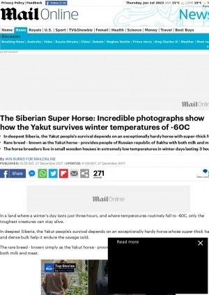 Обложка электронного документа The Siberian Super Horse: Incredible photographs show how the Yakut survives winter temperatures of -60C