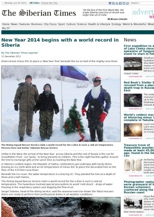 Обложка электронного документа New Year 2014 begins with a world record in Siberia: [with comments of the head of the diving service Sergei Sobolev]
