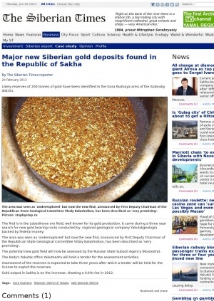 Обложка электронного документа Major new Siberian gold deposits found in the Republic of Sakha