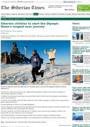 Обложка электронного документа Siberian children to start the Olympic flame's longest ever journey