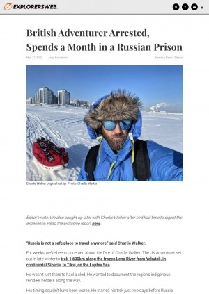Обложка электронного документа British Adventurer Arrested, Spends a Month in a Russian Prison: [with comments of the traveller Charlie Walker]