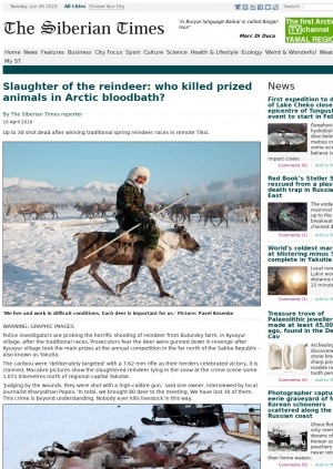 Обложка электронного документа Slaughter of the reindeer: who killed prized animals in Arctic bloodbath?