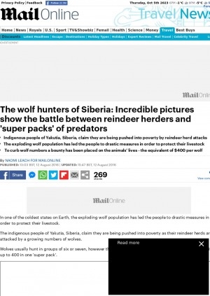 Обложка электронного документа The wolf hunters of Siberia: Incredible pictures show the battle between reindeer herders and 'super packs' of predators