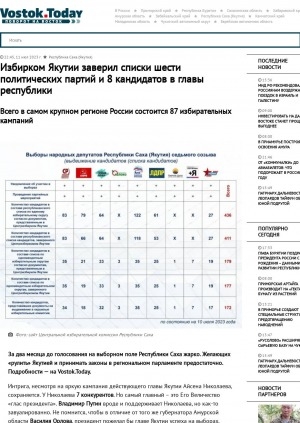 Обложка электронного документа Избирком Якутии заверил списки шести политических партий и 8 кандидатов в главы республики. Всего в самом крупном регионе России состоится 87 избирательных кампаний
