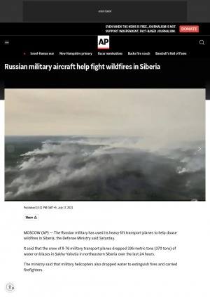 Обложка Электронного документа: Russian military aircraft help fight wildfires in Siberia