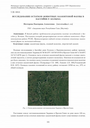 Обложка Электронного документа: Исследование остатков животных мамонтовой фауны в бассейне р. Колыма