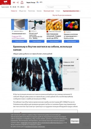 Обложка Электронного документа: Браконьер в Якутии охотился на соболя, используя капкан: общая сумма добычи составила более 1,4 млн рублей