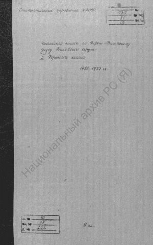Обложка электронного документа Посемейный список по 2-му Хоринскому наслегу Верхне-Вилюйского улуса Вилюйского округа. 1 октября 1926 г. - 1 октября 1927 г.