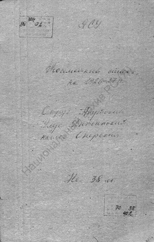 Обложка электронного документа Посемейный список по Онерскому наслегу Дюпсинского улуса Якутского округа. 1 октября 1927 г. - 1 октября 1928 г.