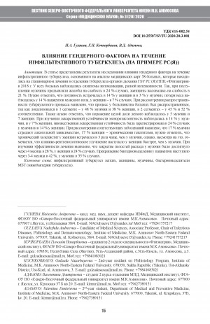 Обложка Электронного документа: Влияние гендерного фактора на течение инфильтративного туберкулеза (на примере РС(Я))