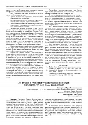 Обложка Электронного документа: Мониторинг развития туберкулезной инфекции в крупном регионе Дальнего Востока