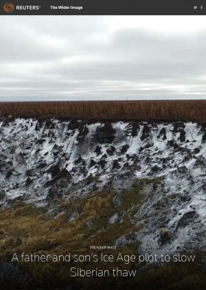 Обложка Электронного документа: A father and son’s Ice Age plot to slow Siberian thaw: [about scientists Sergey Zimov and his son Nikita who are trying to slow siberian thaw in Chersky (Yakutia)]