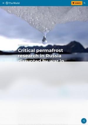 Обложка электронного документа Critical permafrost research in Russia disrupted by war in Ukraine: [how foreign sanctions bother their scientists to research permafrost in Yakutia (Russia). Comments of the Arctic program director of the Woodwell Climate Research Center Sue Natali, a permafrost researcher at the University of Alaska Fairbanks Alexander Kholodov, a professor of earth systems science at the University of Zurich Gabriela Schaepman-Strub,  deputy director of the Melnikov Permafrost Institute in Yakutsk Alexander Fedorov]