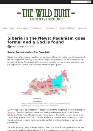 Обложка электронного документа Siberia in the News: Paganism goes formal and a God is found: [about religion in Yakutia]