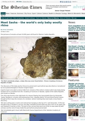 Обложка Электронного документа: Meet Sasha - the world's only baby woolly rhino: [with the comments of Head of the Mammoth Fauna Department of Sakha Republic Academy of Sciences Albert Protopopov]