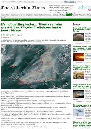Обложка Электронного документа: It's not getting better... Siberia remains worst-hit as 175,000 firefighters battle forest blazes