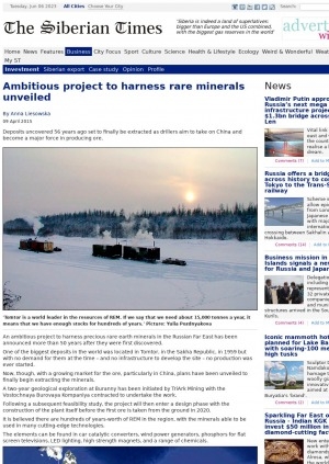 Обложка электронного документа Ambitious project to harness rare minerals unveiled: [with comments of a senior fellow of the Institute of Geology and Mineralogy of the Siberian Branch of the Russian Academy of Science Dr Alexander Tolstov]