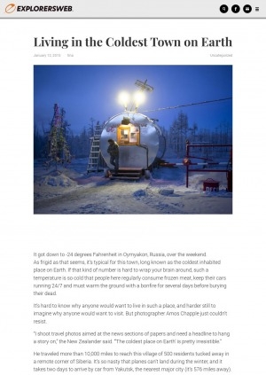 Обложка Электронного документа: Living in the Coldest Town on Earth: [with comments of the photographer Amos Chapple]
