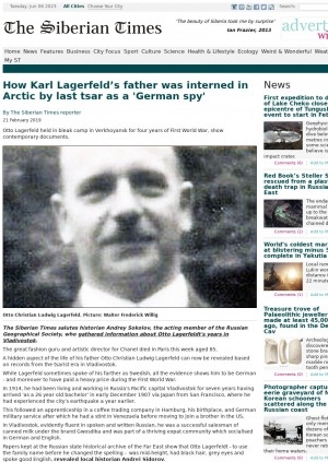 Обложка Электронного документа: How Karl Lagerfeld’s father was interned in Arctic by last tsar as a "German spy"
