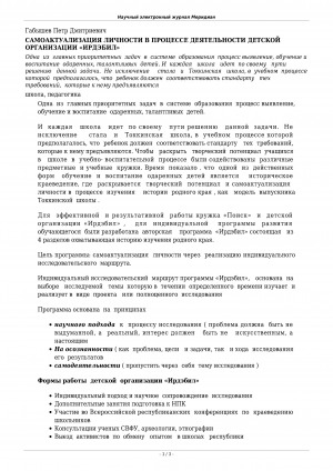 Обложка Электронного документа: Самоактуализация личности в процессе деятельности детской организации "Ирдэбил"