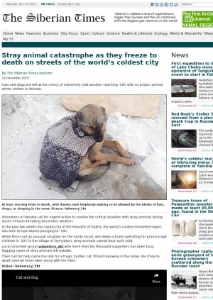 Обложка Электронного документа: Stray animal catastrophe as they freeze to death on streets of the world’s coldest city