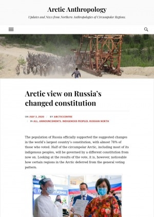 Обложка электронного документа Arctic view on Russia’s changed constitution: [with comments of politologist and journalist Vitaliy Obedin]