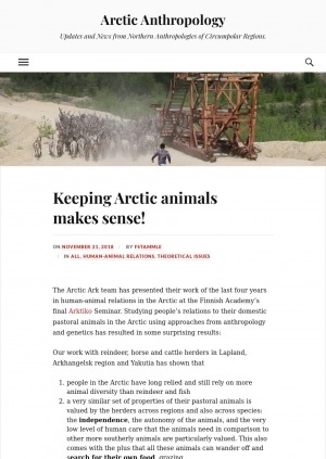 Обложка Электронного документа: Keeping Arctic animals makes sense!