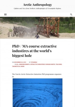 Обложка Электронного документа: PhD / MA course extractive industires at the world’s biggest hole