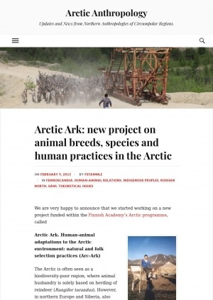 Обложка электронного документа Arctic Ark: new project on animal breeds, species and human practices in the Arctic