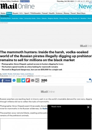 Обложка электронного документа The mammoth hunters: Inside the harsh, vodka-soaked world of the Russian pirates illegally digging up prehistoric remains to sell for millions on the black market