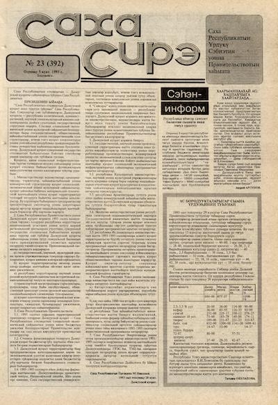 Обложка электронного документа Саха сирэ: Саха ССР Верховнай Советын уонна Министирдэрин Советын хаһыаттара